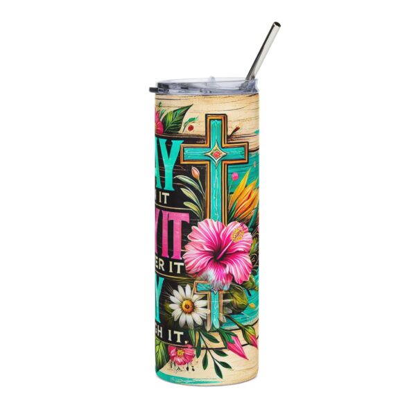 10445051310632042248_2048.jpeg Floral Pray Tumbler - 20oz Stainless Steel Insulated Drinkware