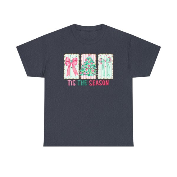 T-Shirt — 'Tis The Season' Pastel Christmas Tree & Bows Holiday Tee
