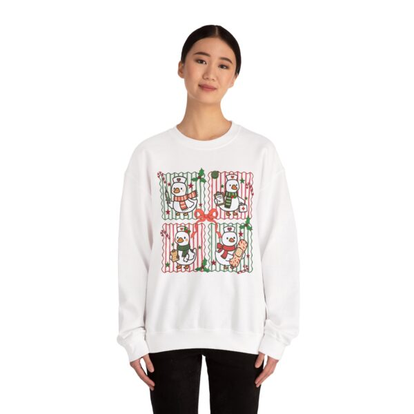 11114781948568434387_2048.jpeg Snowman Gift Box Crewneck Sweatshirt — Cute Holiday Snowman Quartet Design
