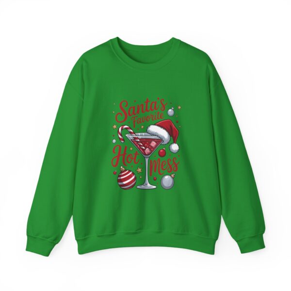 Christmas Sweatshirt - "Santa's Favorite Hot Mess" Crewneck Holiday Sweater