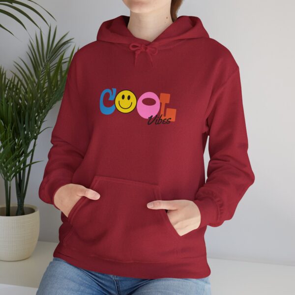 Cool Vibes Hoodie — Retro Smiley Colorblock Graphic Pullover