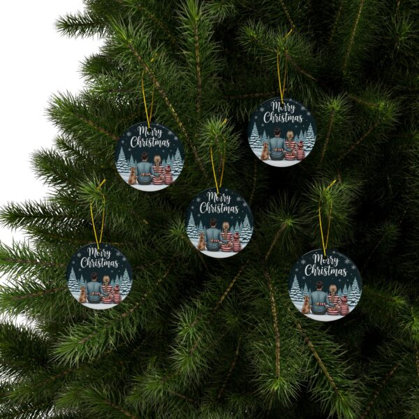 12483654624727526581_2048.jpeg Merry Christmas Family Ceramic Ornament — Personalized Two-Sided Holiday Decor