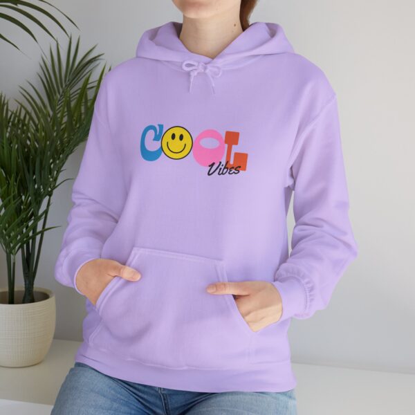 Cool Vibes Hoodie — Retro Smiley Colorblock Graphic Pullover