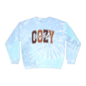 Tie-Dye Sweatshirt — "Cozy" Graphic Crewneck