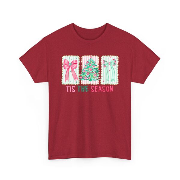 T-Shirt — 'Tis The Season' Pastel Christmas Tree & Bows Holiday Tee