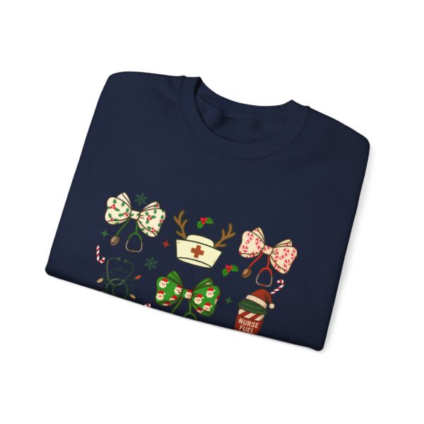 Christmas Nurse Crewneck Sweatshirt — Cute Holiday Medical Ribbon & Icons Design
