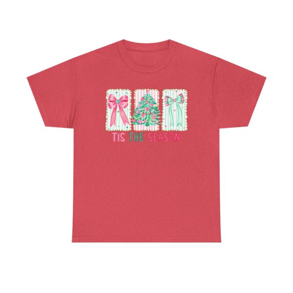 T-Shirt — 'Tis The Season' Pastel Christmas Tree & Bows Holiday Tee