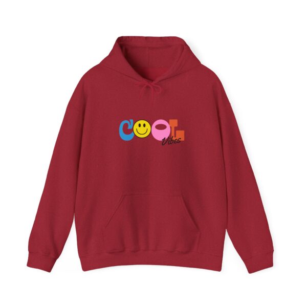 Cool Vibes Hoodie — Retro Smiley Colorblock Graphic Pullover