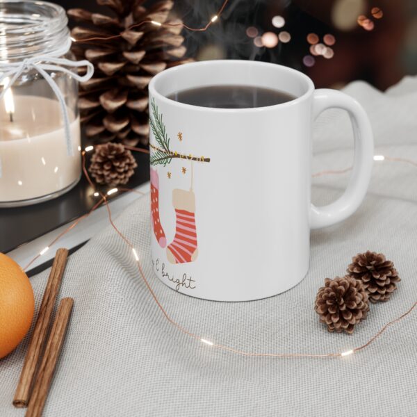 Christmas Stockings Mug – “Be Merry & Bright” Holiday Coffee Cup