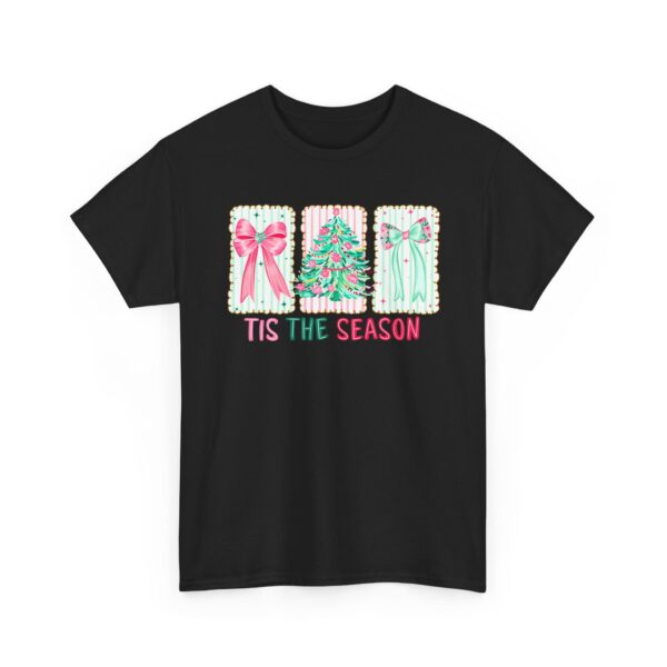 T-Shirt — 'Tis The Season' Pastel Christmas Tree & Bows Holiday Tee