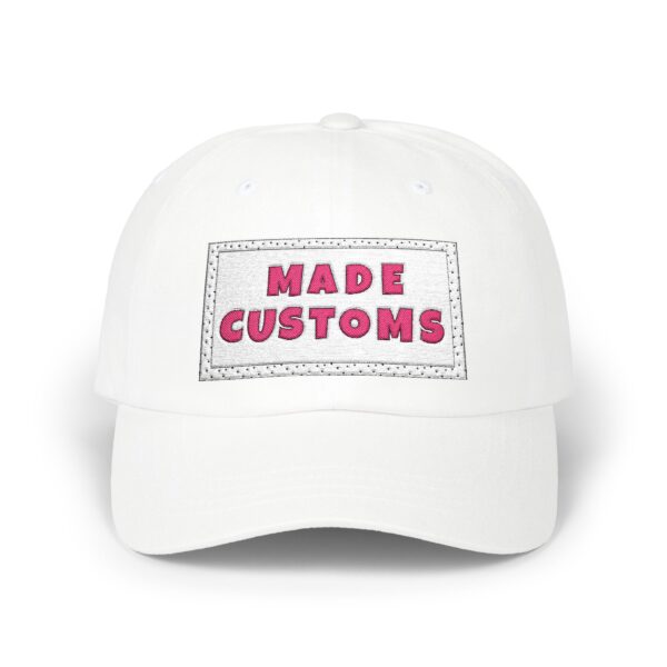 Made Customs White Dad Cap — Embroidered Patch Baseball Hat