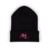 Embroidered Pink Script 'm' Classic Cuffed Beanie – Cozy Knit Winter Hat