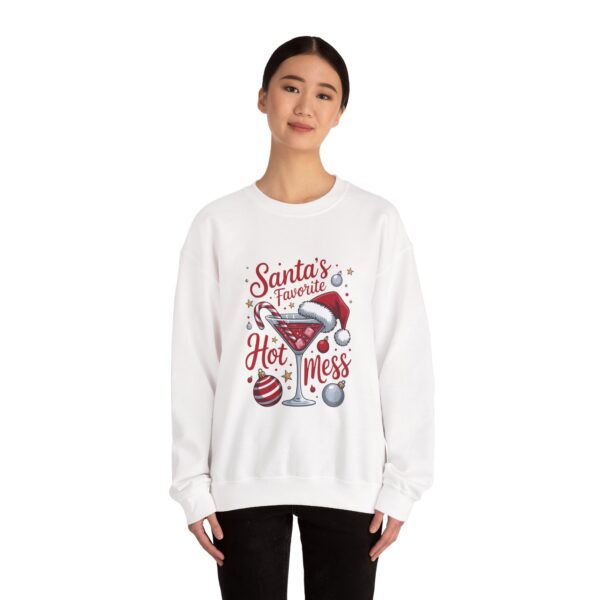 Christmas Sweatshirt - "Santa's Favorite Hot Mess" Crewneck Holiday Sweater