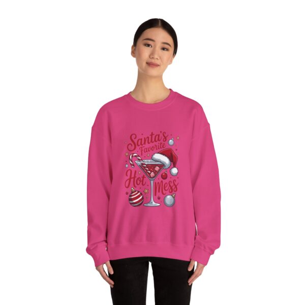 Christmas Sweatshirt - "Santa's Favorite Hot Mess" Crewneck Holiday Sweater