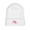 Embroidered Pink Script 'm' Classic Cuffed Beanie – Cozy Knit Winter Hat