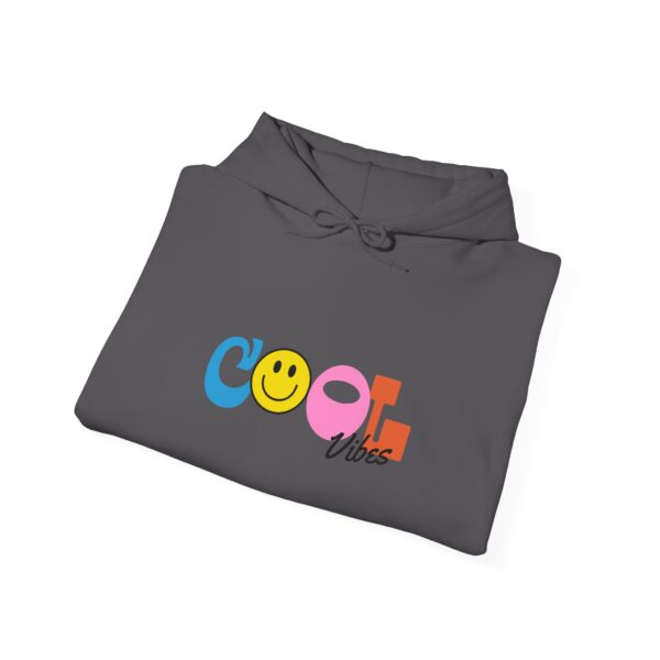 Cool Vibes Hoodie — Retro Smiley Colorblock Graphic Pullover