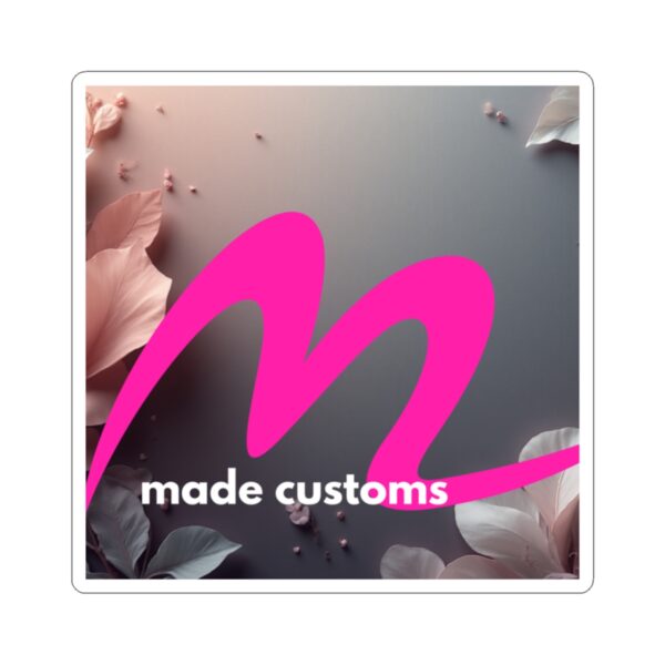 Made Customs Logo Sticker — Pink Script M Design Kiss-Cut Sticker