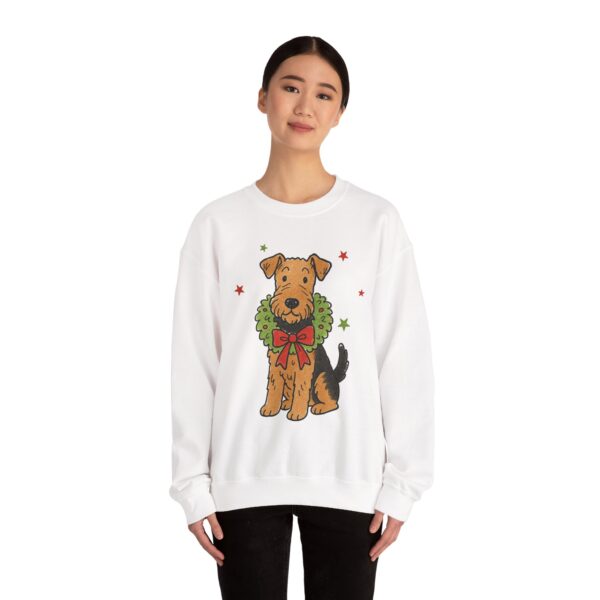Christmas Dog Wreath Sweatshirt — Cute Holiday Airedale Crewneck