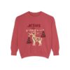 15822384612088439636_2048.jpeg Christian Christmas Sweatshirt — "The Jesus Era" Festive Reindeer Crewneck