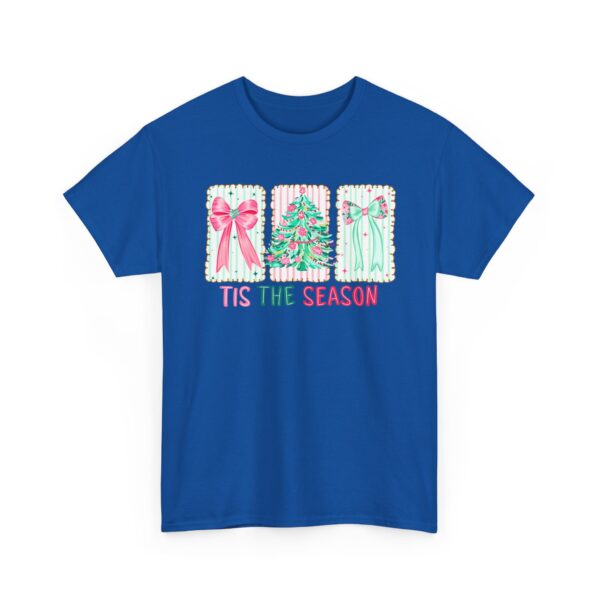 T-Shirt — 'Tis The Season' Pastel Christmas Tree & Bows Holiday Tee