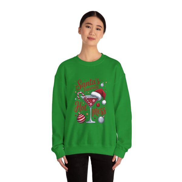 Christmas Sweatshirt - "Santa's Favorite Hot Mess" Crewneck Holiday Sweater