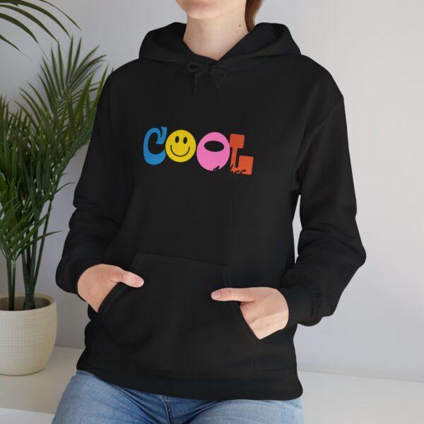 Cool Vibes Hoodie — Retro Smiley Colorblock Graphic Pullover