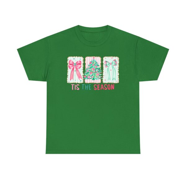 T-Shirt — 'Tis The Season' Pastel Christmas Tree & Bows Holiday Tee