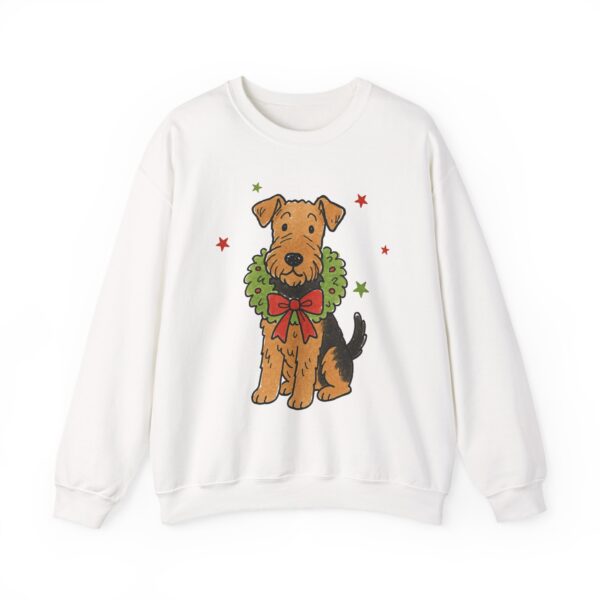 Christmas Dog Wreath Sweatshirt — Cute Holiday Airedale Crewneck