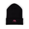 Embroidered 'M' Classic Cuffed Beanie — Cozy White Knit Hat