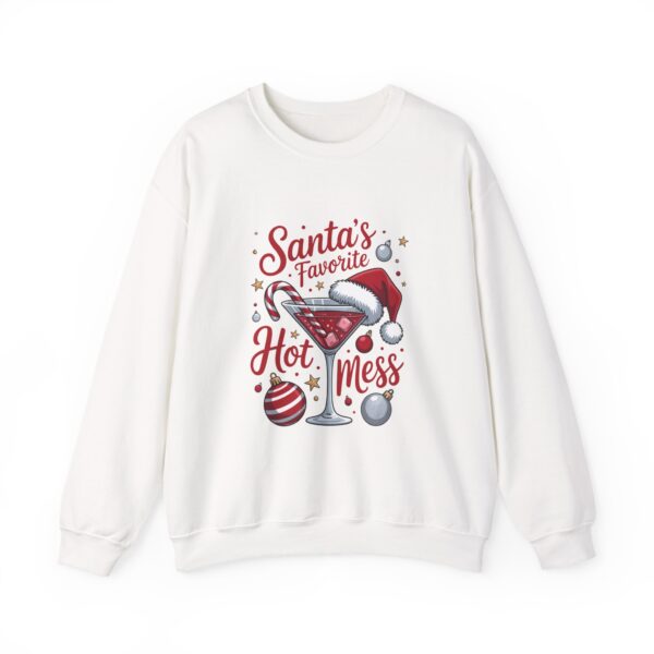 Christmas Sweatshirt - "Santa's Favorite Hot Mess" Crewneck Holiday Sweater
