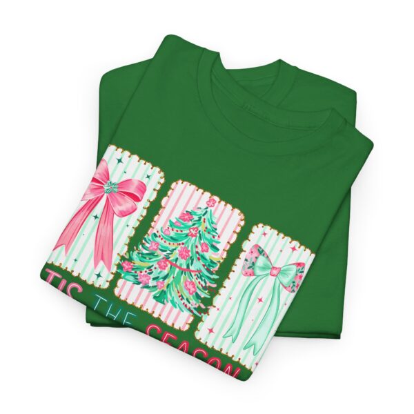 T-Shirt — 'Tis The Season' Pastel Christmas Tree & Bows Holiday Tee