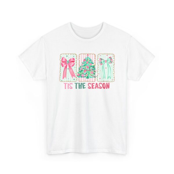 T-Shirt — 'Tis The Season' Pastel Christmas Tree & Bows Holiday Tee