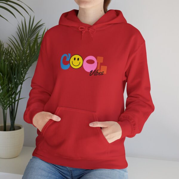 Cool Vibes Hoodie — Retro Smiley Colorblock Graphic Pullover