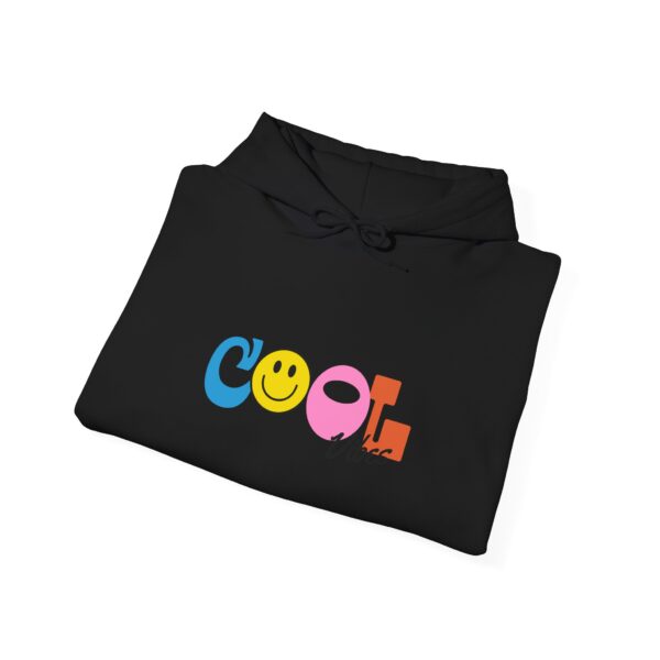 Cool Vibes Hoodie — Retro Smiley Colorblock Graphic Pullover