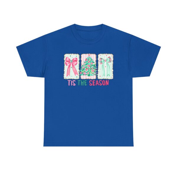 T-Shirt — 'Tis The Season' Pastel Christmas Tree & Bows Holiday Tee