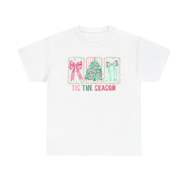T-Shirt — 'Tis The Season' Pastel Christmas Tree & Bows Holiday Tee