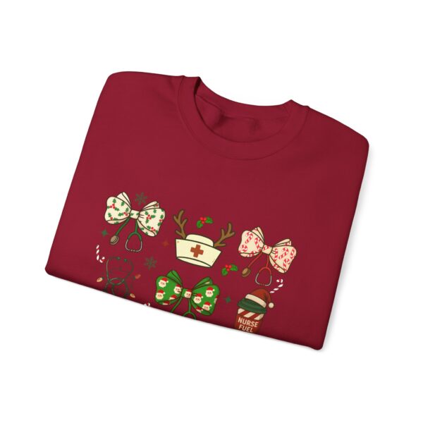 Christmas Nurse Crewneck Sweatshirt — Cute Holiday Medical Ribbon & Icons Design