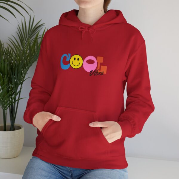 Cool Vibes Hoodie — Retro Smiley Colorblock Graphic Pullover