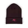 Embroidered 'M' Classic Cuffed Beanie — Cozy White Knit Hat