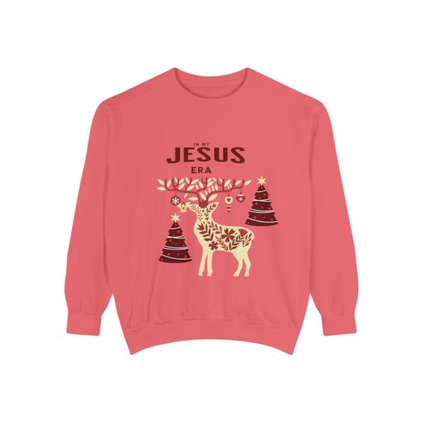 2322426222631142814_2048.jpeg Christian Christmas Sweatshirt — "The Jesus Era" Festive Reindeer Crewneck