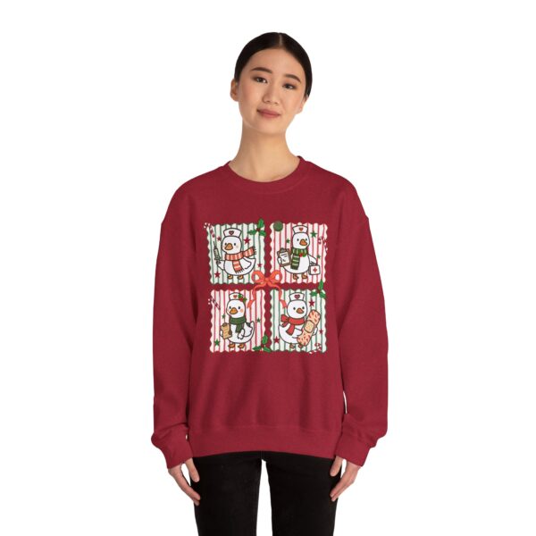 2568589978724543356_2048.jpeg Snowman Gift Box Crewneck Sweatshirt — Cute Holiday Snowman Quartet Design