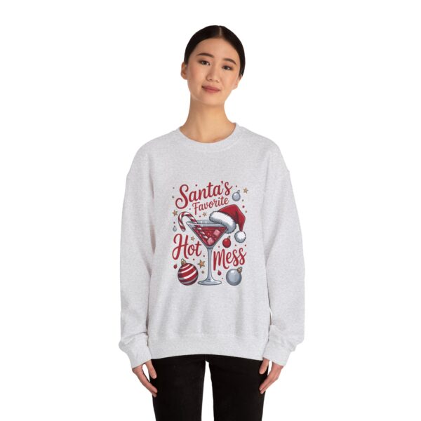 Christmas Sweatshirt - "Santa's Favorite Hot Mess" Crewneck Holiday Sweater