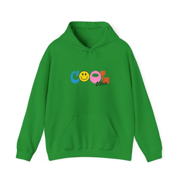 Cool Vibes Hoodie — Retro Smiley Colorblock Graphic Pullover