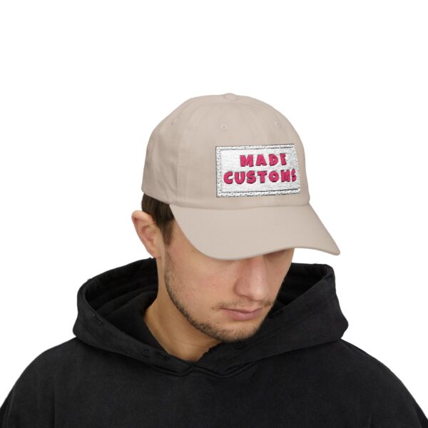 Made Customs White Dad Cap — Embroidered Patch Baseball Hat