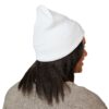 Embroidered 'M' Classic Cuffed Beanie — Cozy White Knit Hat
