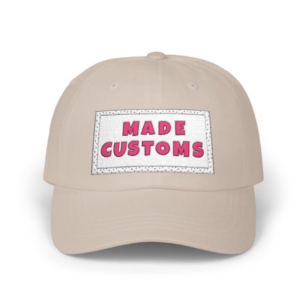 Made Customs White Dad Cap — Embroidered Patch Baseball Hat