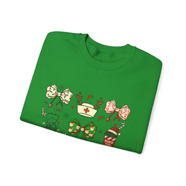 Christmas Nurse Crewneck Sweatshirt — Cute Holiday Medical Ribbon & Icons Design