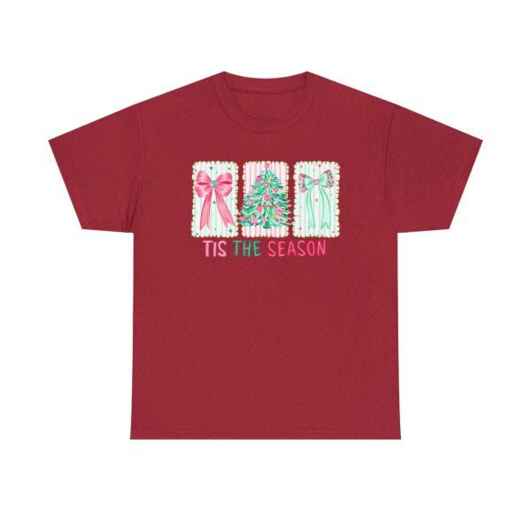 T-Shirt — 'Tis The Season' Pastel Christmas Tree & Bows Holiday Tee