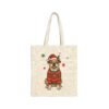 5375196601510989636_2048.jpeg Christmas Dog in Santa Hat & Ugly Sweater Canvas Tote
