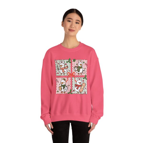 6145371148124604238_2048.jpeg Snowman Gift Box Crewneck Sweatshirt — Cute Holiday Snowman Quartet Design